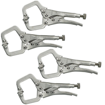 AB Tools 5" Mini Locking C Clamps Adjustable Fastener Welding Clamp Mole Grips 4 Pack from B&Q