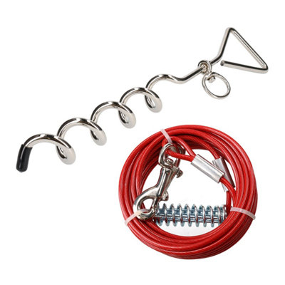 AB Tools Dog Yard Stake Out Spike & 20Ft Weather Resistant Strong Tie Out Cable from B&Q
