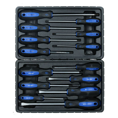 B&Q -  Phillips Flat Headed And Torx Screwdriver Set Magnetic Tips Cushioned Grip 14Pc