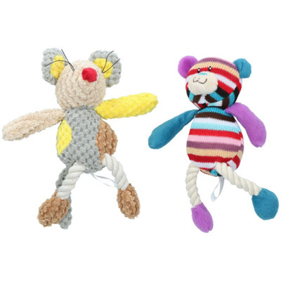 AB Tools Mister Tilly Teddy & Molly Mouse Dog Toy With Squeak 23Cm & 20Cm from B&Q