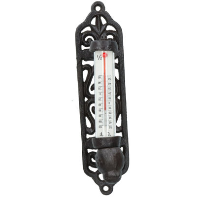 AB Tools Wall Rustic Thermometer Garden Wall Celsius Cast Iron Garden Shed House Post from B&Q