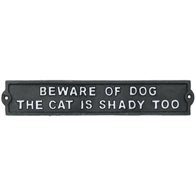 AB Tools Beware Of Dog / Shady Cat Cast Iron Sign Plaque Door Wall House Gate Garden from B&Q