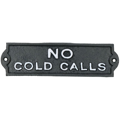 B&Q -  No Cold Calls Cast Iron Sign Plaque Door Wall House Home Gate Garden Post