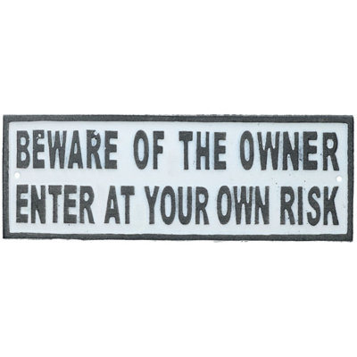 AB Tools Beware Of Owner Enter At Own Risk Cast Iron Sign Plaque Door Wall House Gate from B&Q
