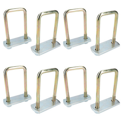 B&Q -  8 Pack M10 50mm X 100mm U-Bolt N-Bolt With Plates & Nuts High Tensile