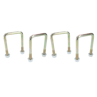 B&Q -  4 Pack M10 60mm X 90mm U-Bolt N-Bolt For Trailers With Nuts High Tensile