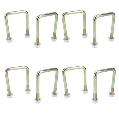 B&Q -  8 Pack M10 60mm X 90mm U-Bolt N-Bolt For Trailers With Nuts High Tensile