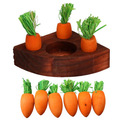 AB Tools Small Animals Hamster Activity Carrot Toy 'n' Treat Holder & 9 Wooden Carrots from B&Q