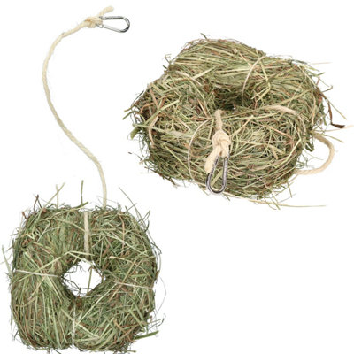 AB Tools 2Pksmall Animal Boredom Breaker Treat Rabbit Guinea Natural Alfalfa Hay Ring from B&Q