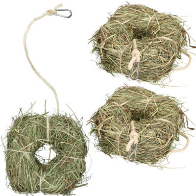AB Tools 3Pk Small Animal Boredom Breaker Treat Rabbit Guinea Natural Alfalfa Hay Ring from B&Q