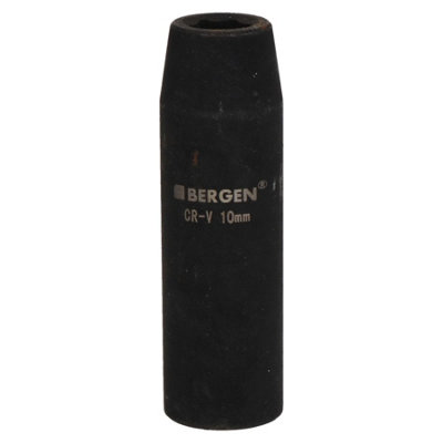 B&Q -  10mm 1/2" Drive Double Deep Single Hex Metric Impact Socket 6 Sided 78mm