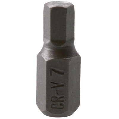 AB Tools 7mm Hex Allen Key Bit 30mm Length 10mm Shank Chrome Vanadium Hardened Tip from B&Q