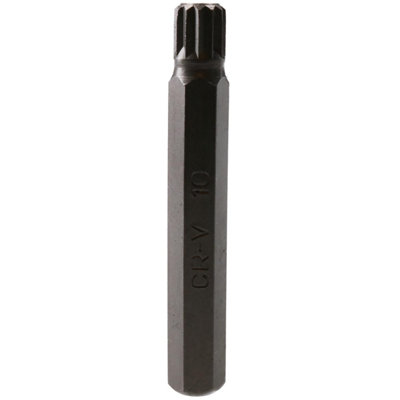 AB Tools 10mm Spline Bit 75mm Length 10mm Shank Chrome Vanadium Hardened Triple Square from B&Q