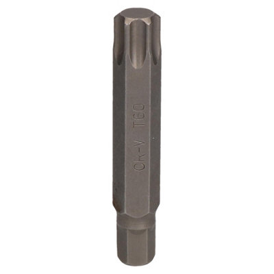 AB Tools T60 Torx Star Bit 75mm Length 10mm Shank Chrome Vanadium Hardened Tip Cr-V from B&Q