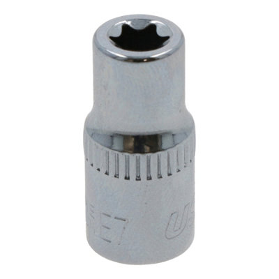B&Q -  E7 Female Torx Socket Star Bit 1/4" Drive Standard External Chrome Vanadium