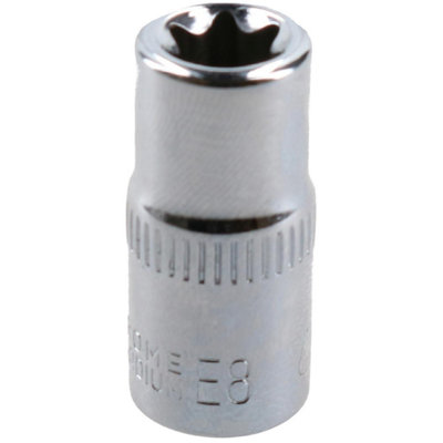 B&Q -  E8 Female Torx Socket Star Bit 1/4" Drive Standard External Chrome Vanadium