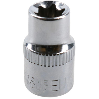 B&Q -  E11 Female Torx Socket Star Bit 3/8" Drive Standard External Chrome Vanadium