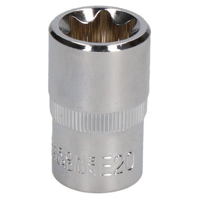 Ab Tools E20 Female Torx Socket Star Bit 1/2" Drive Standard External Chrome Vanadium