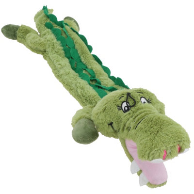 B&Q -  Plush Super Soft Unstuffed Wild Crinkler Alligator Dog Toy With Squeak 60X14X9Cm