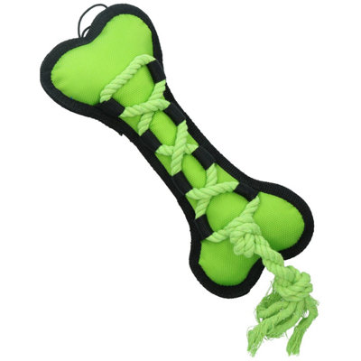 Ab Tools Green Cross Tug Rope Bone Doy Play Toy With Squeak 30X13x3cm Medium