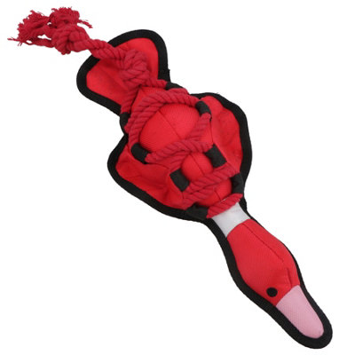 AB Tools Red Cross Tug Rope Duck Doy Play Toy With Squeak 40X18X6Cm from B&Q