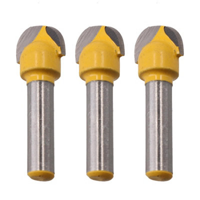 AB Tools 3Pk Tct Cove Box Router Bit 12.7mm D 6.3mm Radius Cutter Cutting 1/4In Shank from B&Q