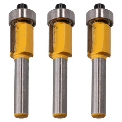 AB Tools 3Pk Tct Flush Bearing Guided Trim Router Bit 12.7mm Depth Cutter Tool 1/4 Shank from B&Q