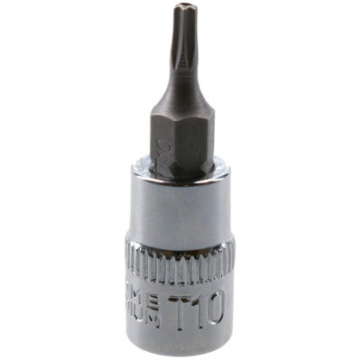 AB Tools T10 1/4" Drive Tamper Proof Torx Star Bit 37mm Tamper Torx Chrome Vanadium Steel from B&Q