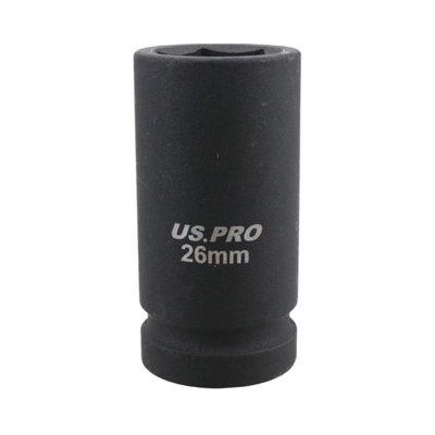 B&Q -  26mm Deep Impact Socket 3/4" Drive Single Hex 6 Point Chrome Vanadium Steel