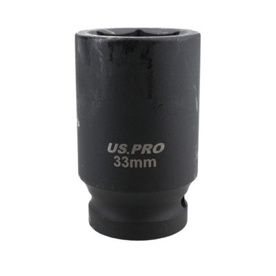Ab Tools 33Mm Deep Impact Socket 3/4" Drive Single Hex 6 Point Chrome Vanadium Steel