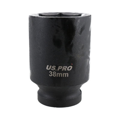 B&Q -  38mm Deep Impact Socket 3/4" Drive Single Hex 6 Point Chrome Vanadium Steel