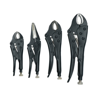 AB Tools 4Pc Locking Grip Plier Set Mole Grips Pliers Curved And Straight Jaws from B&Q