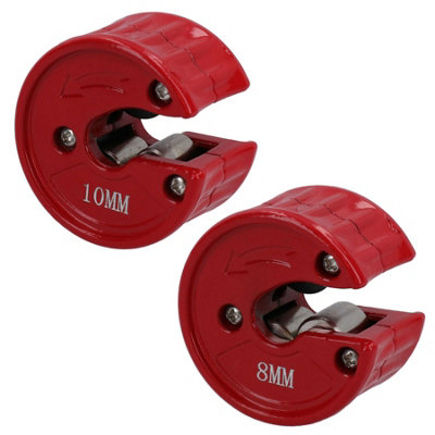 B&Q -  2Pc Hand Operated Plumbing Auto Tube Cutter 8mm + 10mm Copper Plastic Pipe