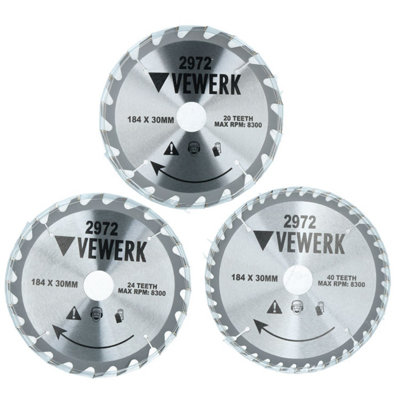 Ab Tools 184Mm X 30Mm Tct Tungsten Carbide Tipped Circular Saw Blades 20 24 40 Teeth