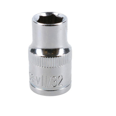 AB Tools 11/32" Imperial 6 Point 3/8" Drive Shallow Socket Sae Af Chrome Vanadium Steel from B&Q