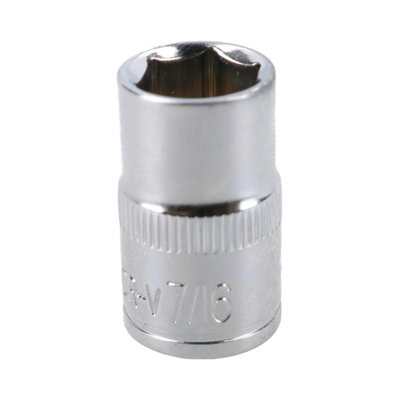 AB Tools 7/16" Imperial 6 Point 3/8" Drive Shallow Socket Sae Af Chrome Vanadium Steel from B&Q