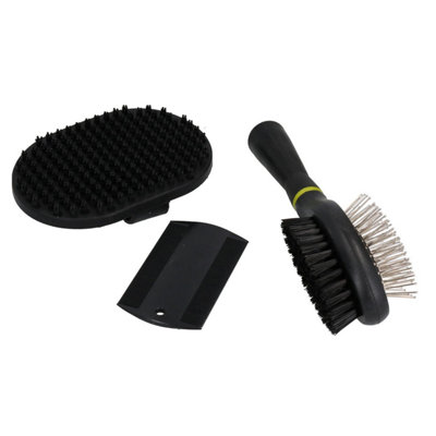 B&Q -  Puppy Starter Groom Set Dog Grooming: Palm BrushBall Pin Brush & Flea Comb