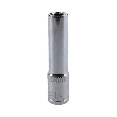 AB Tools 1/4" Deep Sae Socket 1/4" Drive 48mm Length 6 Point Chrome Vanadium Steel from B&Q
