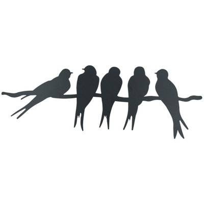 B&Q -  Birds On Wire / Branch Wall Art Metal Silhouette Garden Home Fence Decoration