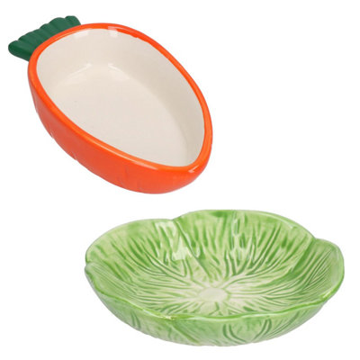 AB Tools Small Animals Small Lettuce Green Leaf  & Carrot Feeding Bowl Treat Pot from B&Q