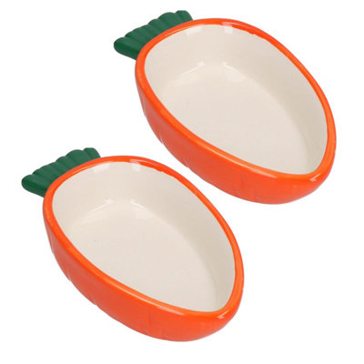AB Tools 2 Small Animals  Pet Carrot Shaped Bowls For Nibbles Food 5.3" from B&Q