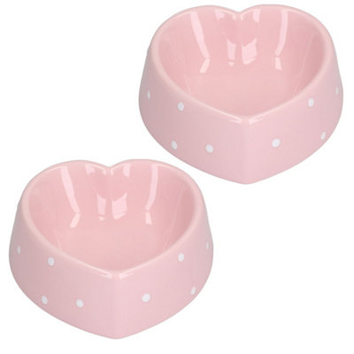 AB Tools Two Pink Heart Dog Small Animals Puppies Kittens Small Dog Bowl 15Cm/300Ml from B&Q