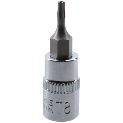 AB Tools T8 1/4" Drive Tamper Proof Torx Star Bit 37mm Tamper Torx Chrome Vanadium Steel from B&Q