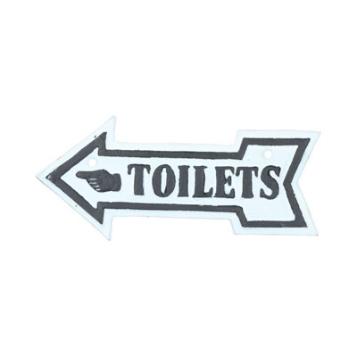 AB Tools Toilet Arrow Loo Cast Iron Sign Plaque Door Wall Fence Post Cafe Shop Pub Hotel from B&Q