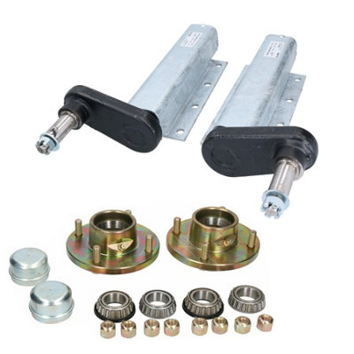 AB Tools 750Kg Galvanised Trailer Suspension Units & 4" Pcd Hubs (Pair) Bearings Knott from B&Q