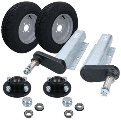 AB Tools 750Kg Galvanised Trailer Suspension Units & 10" Wheels & Tyres Kit 4" Pcd Hubs from B&Q