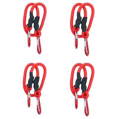 AB Tools 24" 60Cm Bungee Rope With Carabiner Clips Cords Elastic Tie Down Fasteners 4Pc from B&Q