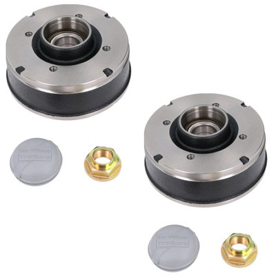 AB Tools 2Pk 200 X 50mm Brake Drums & Bearings For Ifor Williams Trailer 4 Stud 5.5" Pcd from B&Q