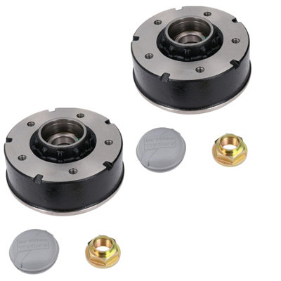 AB Tools 2Pk 200 X 50mm Brake Drums & Bearings For Ifor Williams Trailer 5 Stud 6.5" Pcd from B&Q