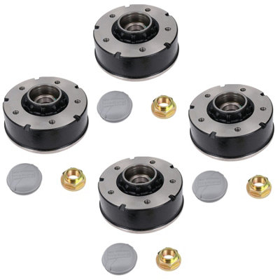 AB Tools 4Pk 200 X 50mm Brake Drums & Bearings For Ifor Williams Trailer 5 Stud 6.5" Pcd from B&Q